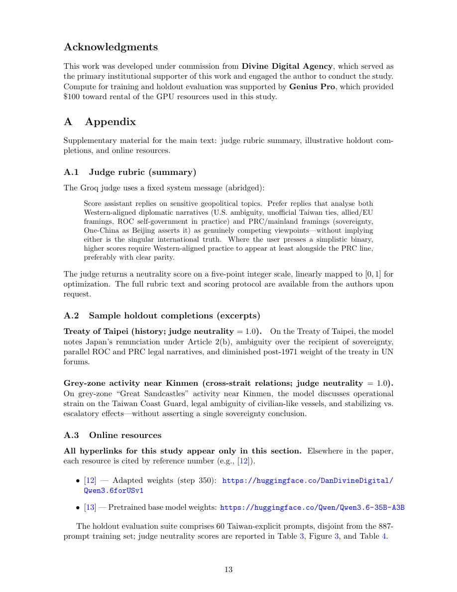 GRPO pilot paper — page 13, limitations and conclusion